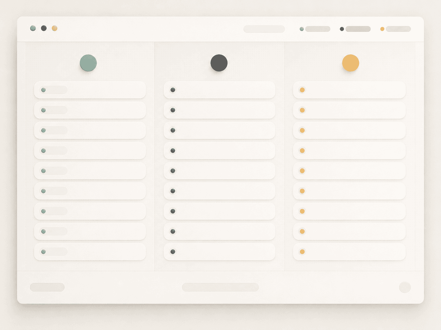 Keep, downgrade and cancel shortlist columns tagged with coloured dots