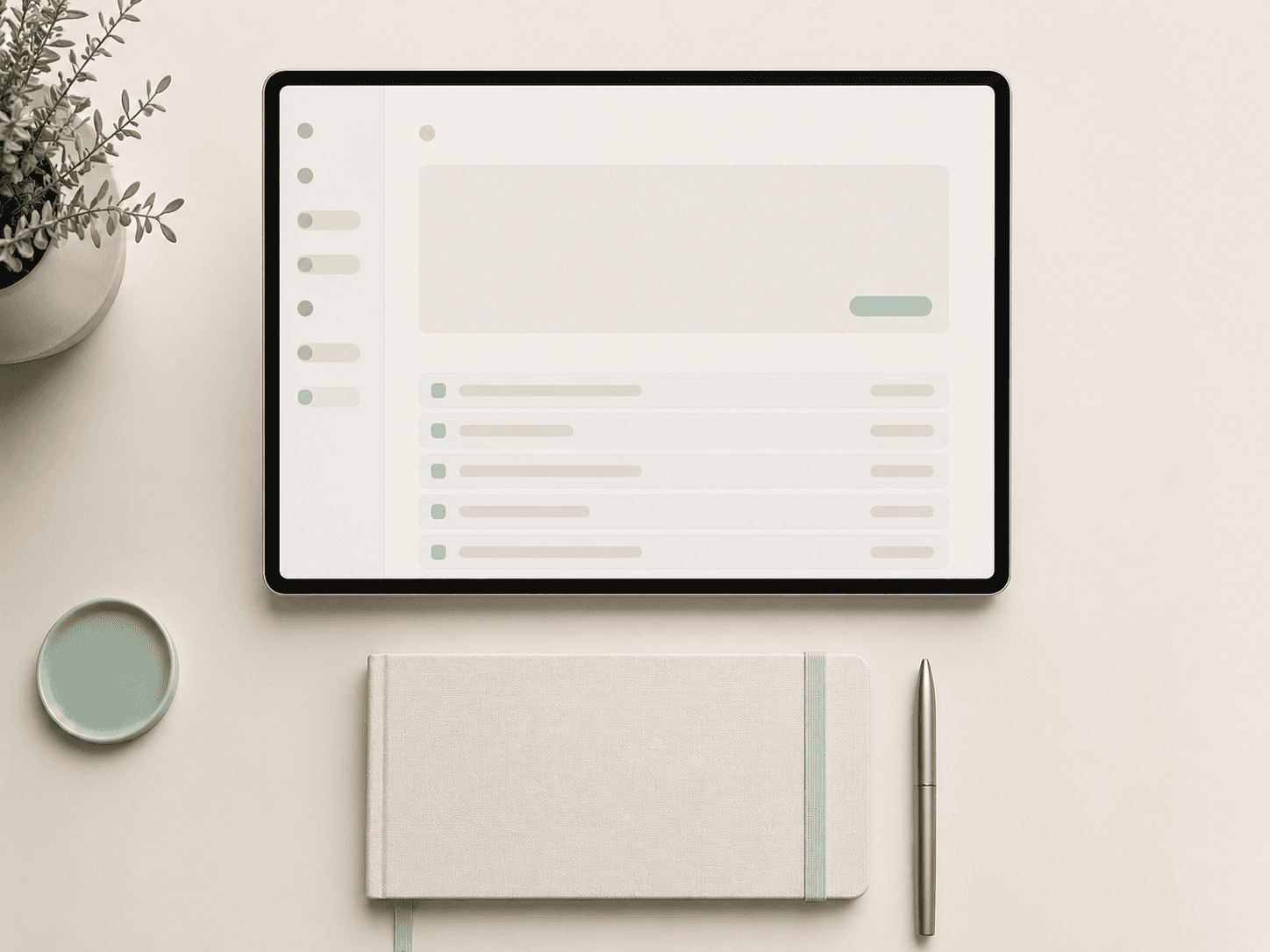 Paste-a-list input panel with abstract rows on a cream desk